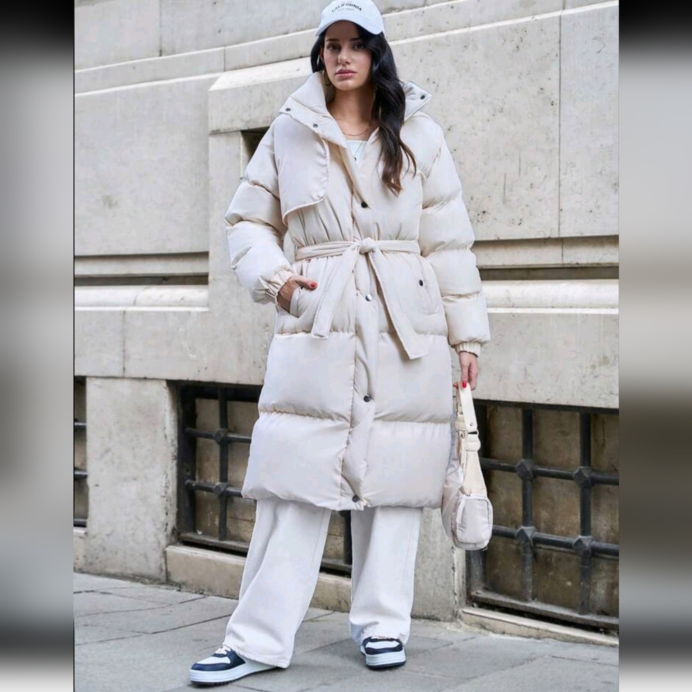Stylish Padded Trench Shape Women's Puffer Winter Coat - Picture 4 of 6